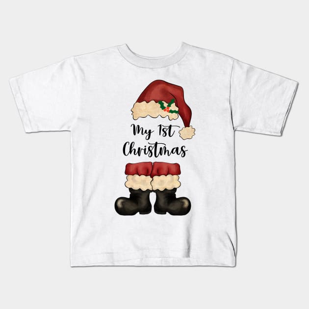 My 1st Christmas, Vintage Santa Kids T-Shirt by Bam-the-25th